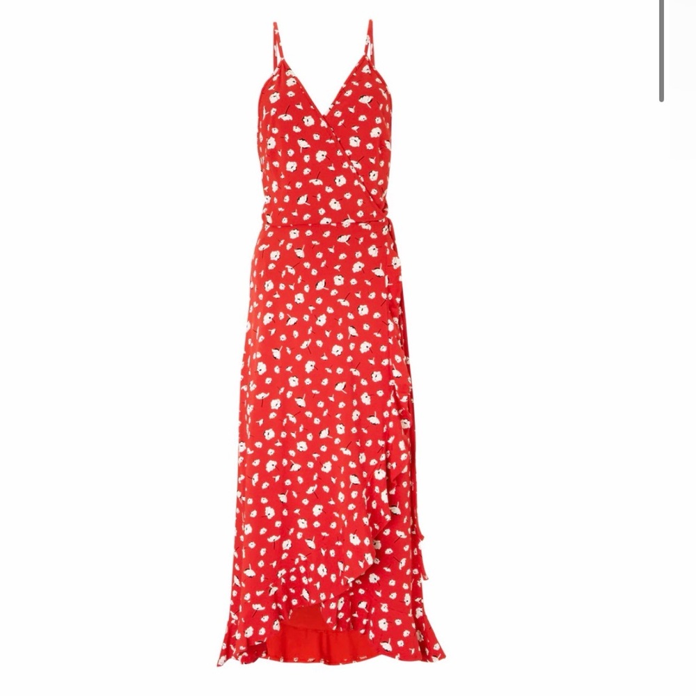 Vici Red High Low Wrap Dress